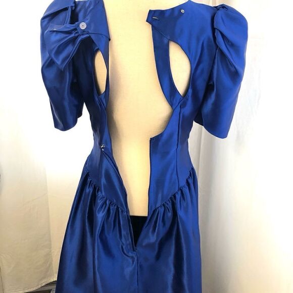 Vintage Alfred Angelo dream maker royal blue all satin dress size S - Picture 6 of 13